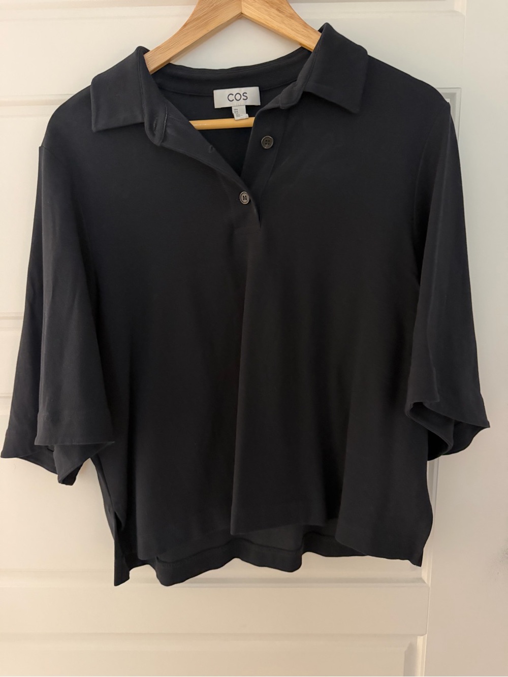 COS Navy Relaxed Short-Sleeve Button-Down Shirt